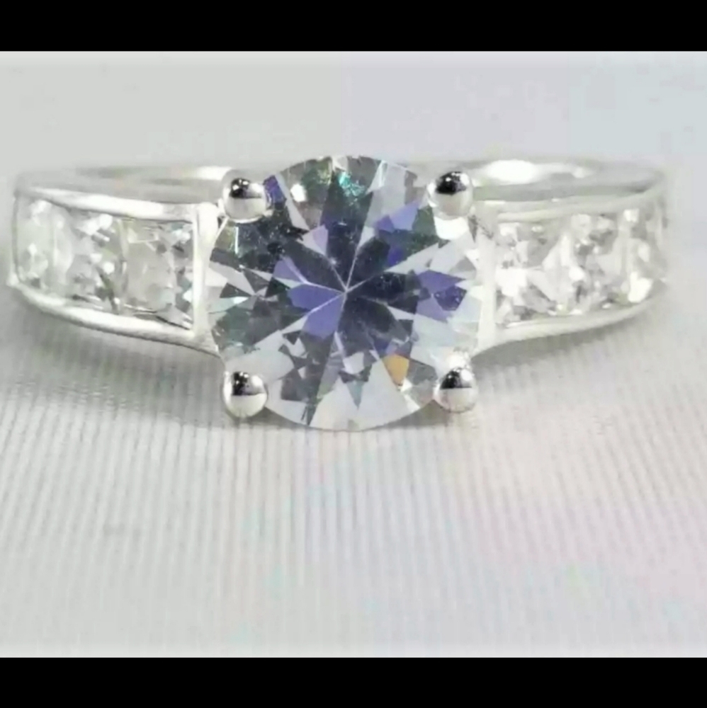 ESTATE 2CT SIMULATED DIAMOND SOLID STERLING RING - Picture 6 of 13